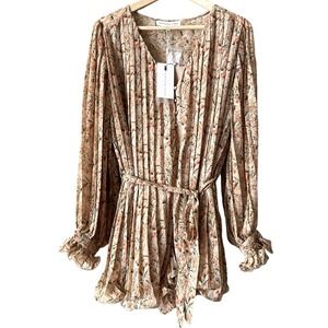 Endless Rose Women's Romantic Print Long Sleeve Romper SZ L